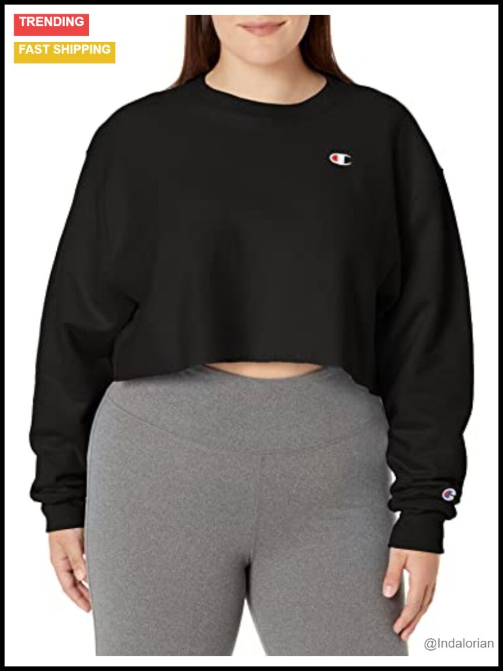 Champion Reverse Weave Cropped Crew Sweatshirt Pullover Classic Fit Long Sleeve